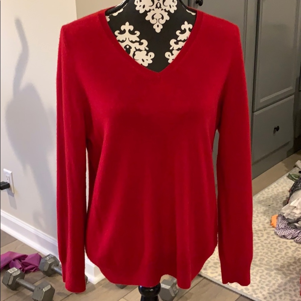 Talbots, red, long sleeve, cashmere sweater